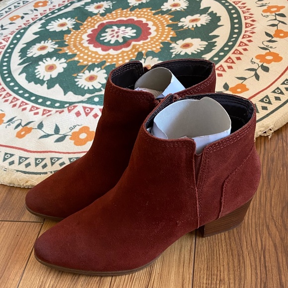 Burgundy Suade Ankle Boots - Picture 3 of 8